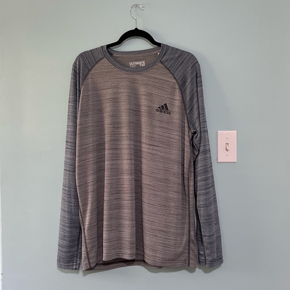 Adidas Men's Heathered Gray Long Sleeve Tee - Picture 1 of 3